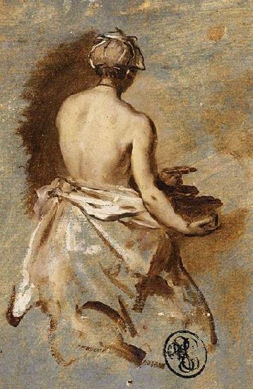 Nicolas Vleughels Young Woman with a Nude Back Presenting a Bowl oil painting picture
